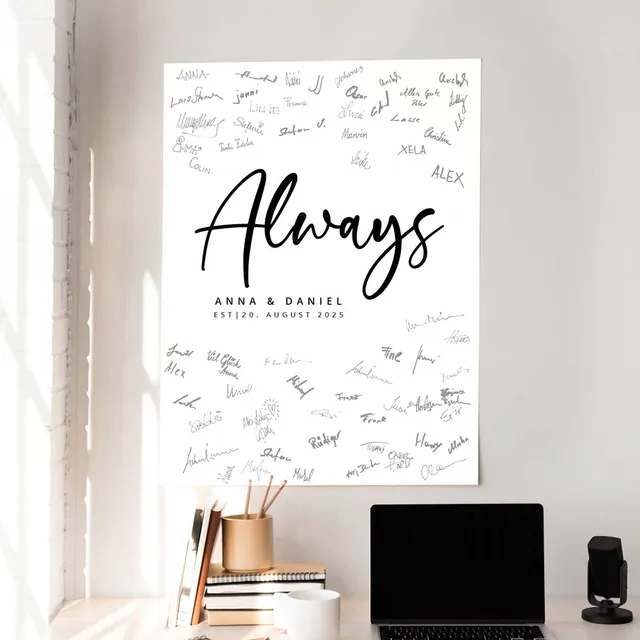 weddingstyle-feier-g-stebuch-bild-always-leinwand-personalisiert image 1