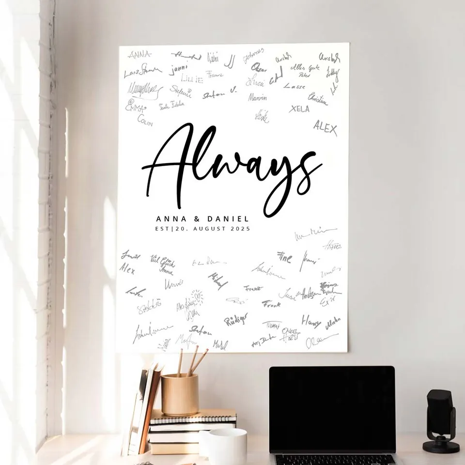 weddingstyle-feier-g-stebuch-bild-always-leinwand-personalisiert image 1