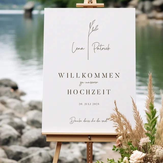 weddingstyle-boho-zweig-willkommensschild-poster-personalisierbar image 1