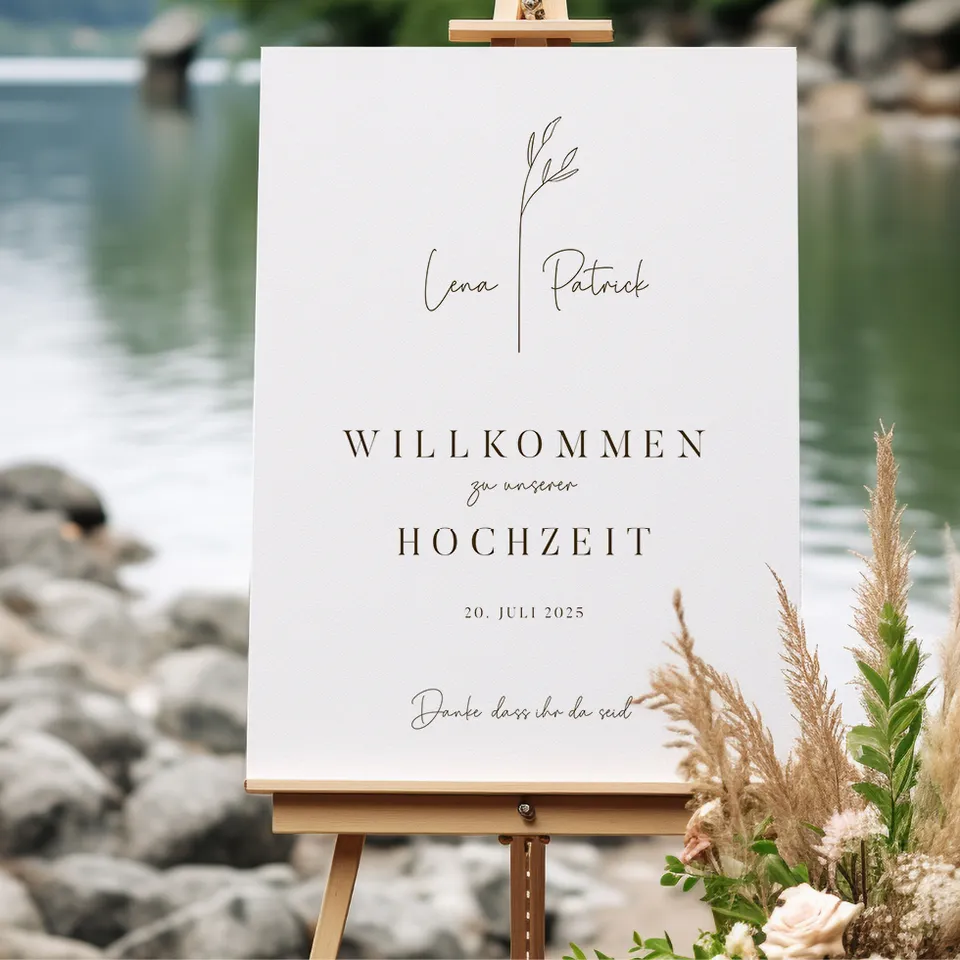 weddingstyle-boho-zweig-willkommensschild-poster-personalisierbar image 1
