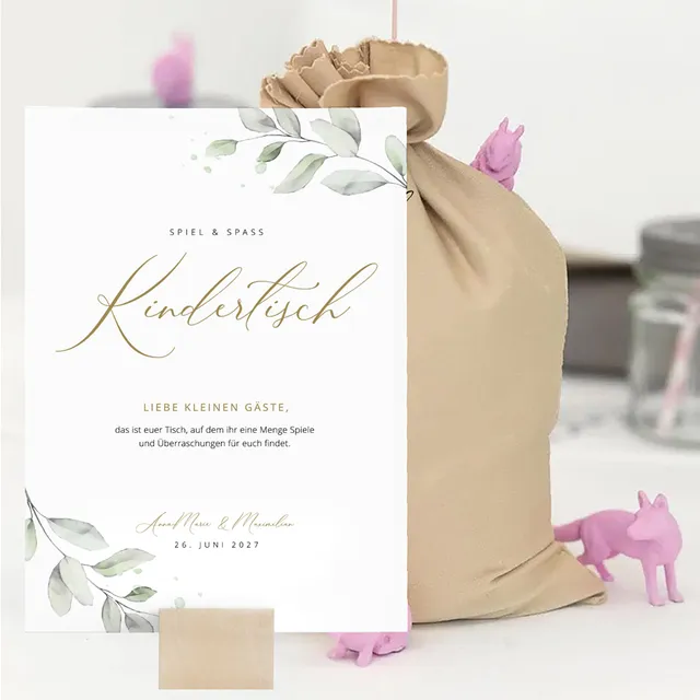 weddingstyle-feier-kindertisch-schild-eukalyptus-zum-gestalten image 1