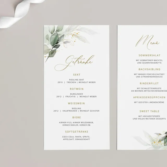 weddingstyle-feier-eukalyptus-gold-men-karte-105x210-mm-mit-qr-code image 1