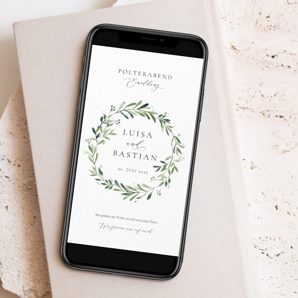 weddingstyle-hochzeitskarten-polterabend-einladung-greenery-digital image 1
