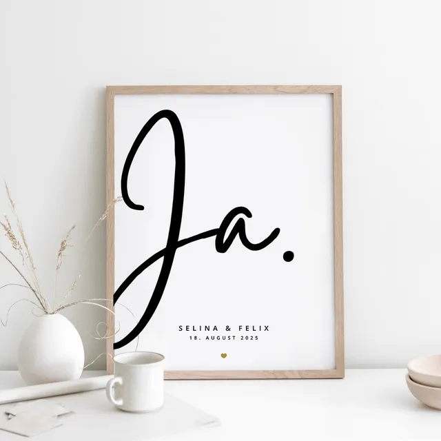weddingstyle-geschenke-ja-poster-handschrift-modern-personalisiert image 1