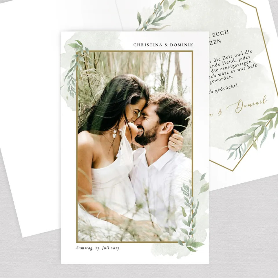 weddingstyle-hochzeitskarten-dankeskarte-greenery-klappkarte image 1