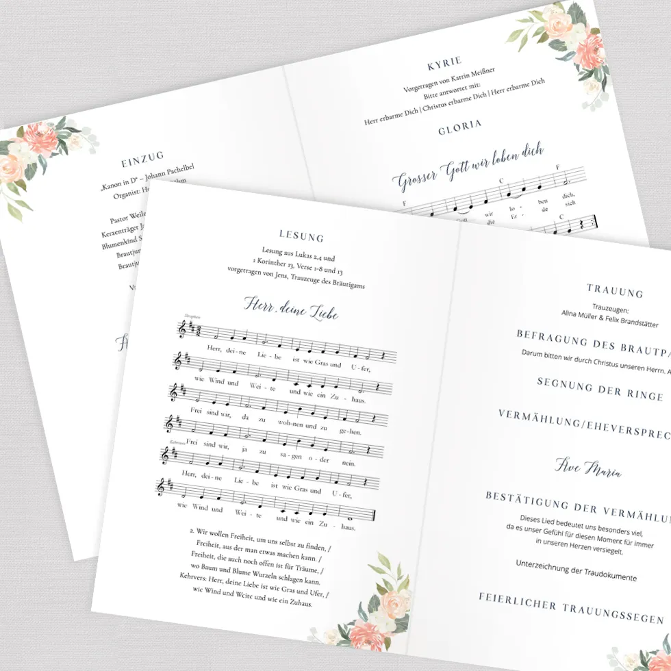 weddingstyle-blumenmeer-kirchenheft-trauung-din-a5-gedruckt image 2