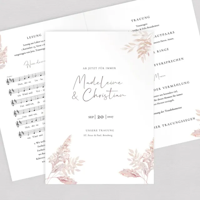 weddingstyle-trauung-kirchenheft-pampas-din-a5-gedruckt-pdf image 1