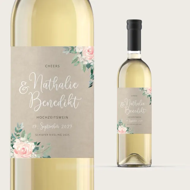 weddingstyle-feier-flaschenetiketten-flower-romance-vorlage image 1