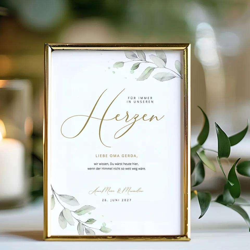 weddingstyle-trauung-schild-gedenken-verstorbene-eukalyptus image 1