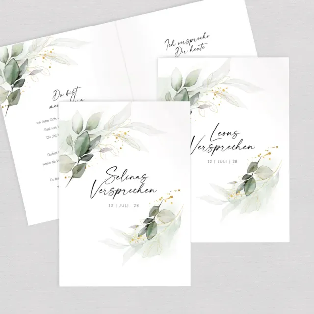 weddingstyle-trauung-eheversprechen-hefte-eukalyptus-gold-2er-set image 1