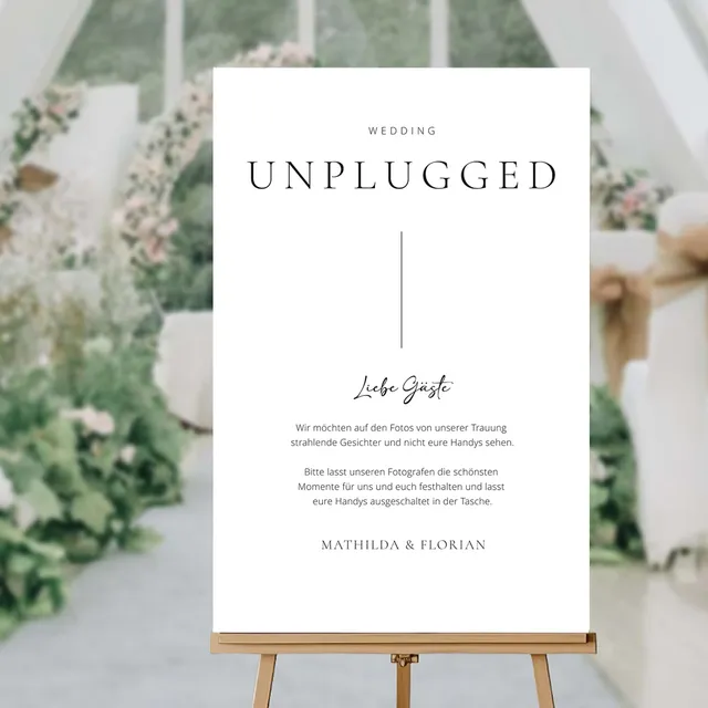 weddingstyle-unplugged-wedding-schild-pure-40x60-individuell image 1
