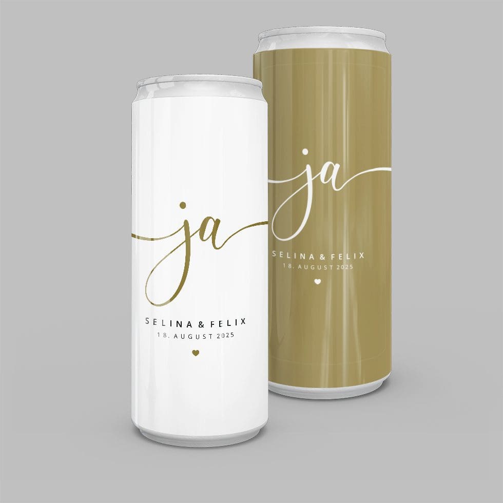 weddingstyle-sektempfang-getr-nkedosen-ja-gold-slim-line-personalisiert image 1