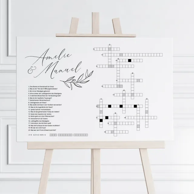 weddingstyle-kreuzwortr-tsel-schild-classic-personalisierbar-mit-druck image 1