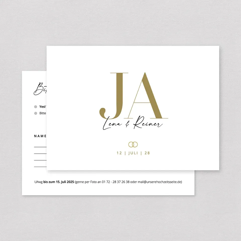 weddingstyle-hochzeitskarten-antwortkarte-ja-r-ckantwortkarte-hochwertig-druck image 1