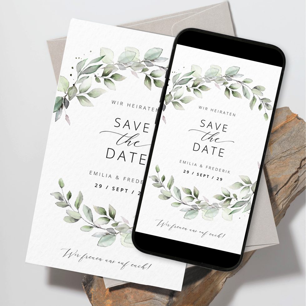 weddingstyle-hochzeitskarten-save-the-date-karte-green-wedding image 1