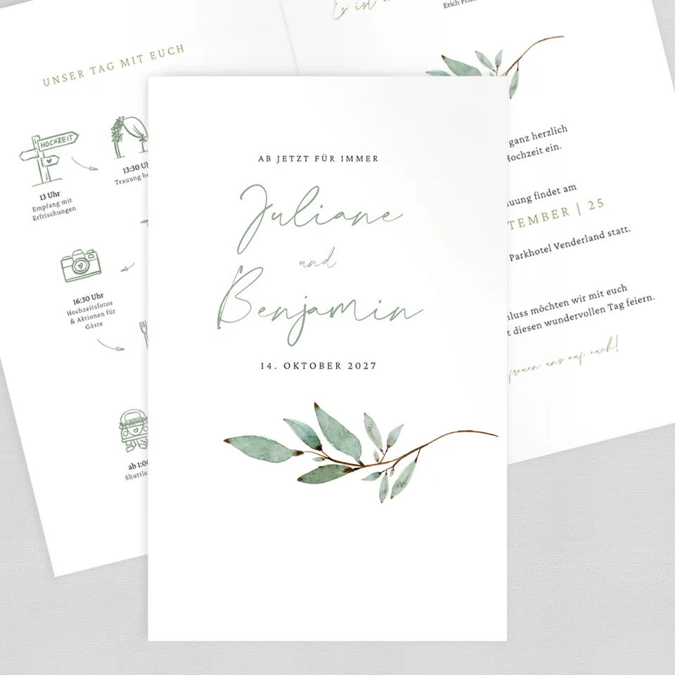 weddingstyle-branch-einladungskarte-hochzeit-vorlage-b6-personalisierbar image 1