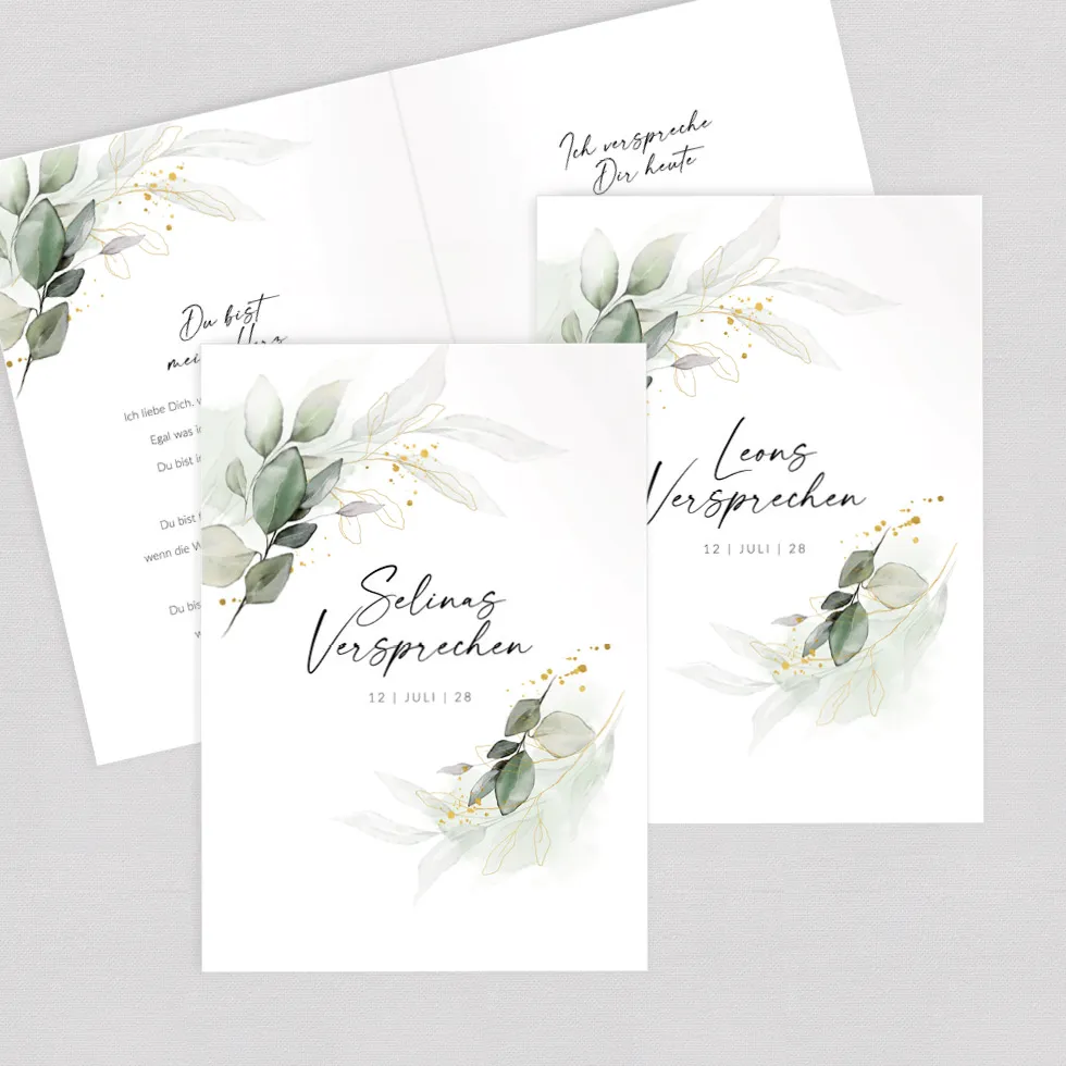 weddingstyle-trauung-eheversprechen-hefte-eukalyptus-gold-2er-set image 1
