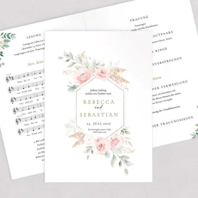 weddingstyle-trauung-kirchenheft-pampas-peonies-din-a5 image 1