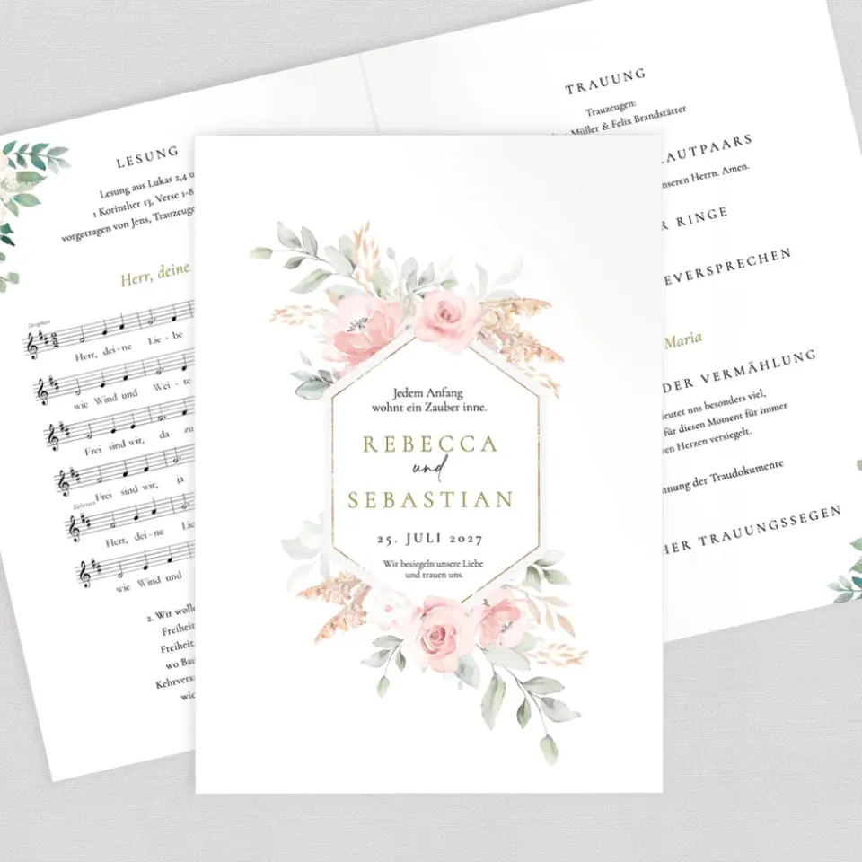 weddingstyle-trauung-kirchenheft-pampas-peonies-din-a5 image 1