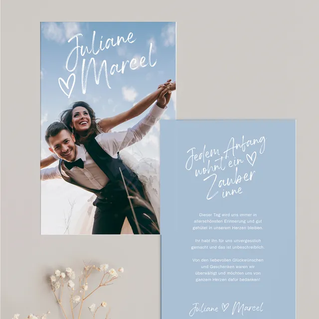 weddingstyle-siebter-himmel-dankeskarte-personalisiert-foto image 1