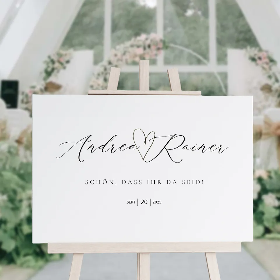 weddingstyle-trauung-willkommensschild-herz-personalisierbar-poster image 1