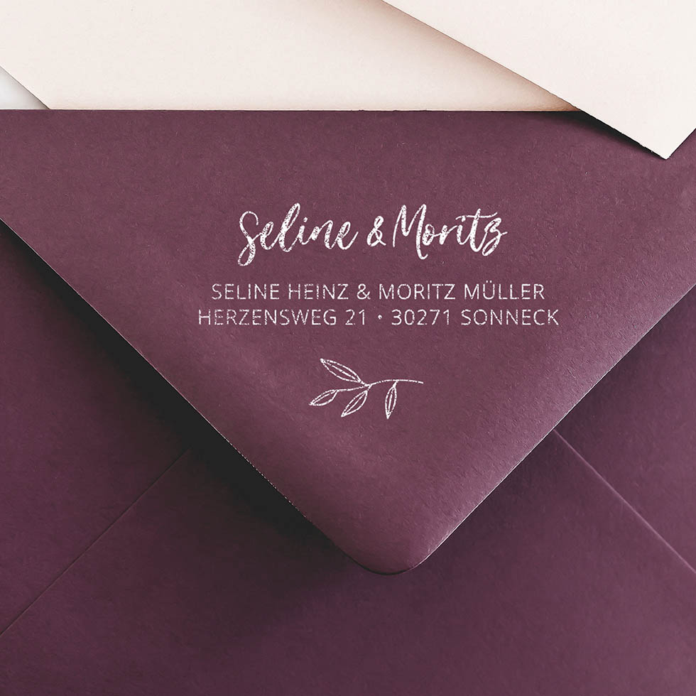 weddingstyle-adressstempel-brush-schrift-zweig-holzstempel image 2