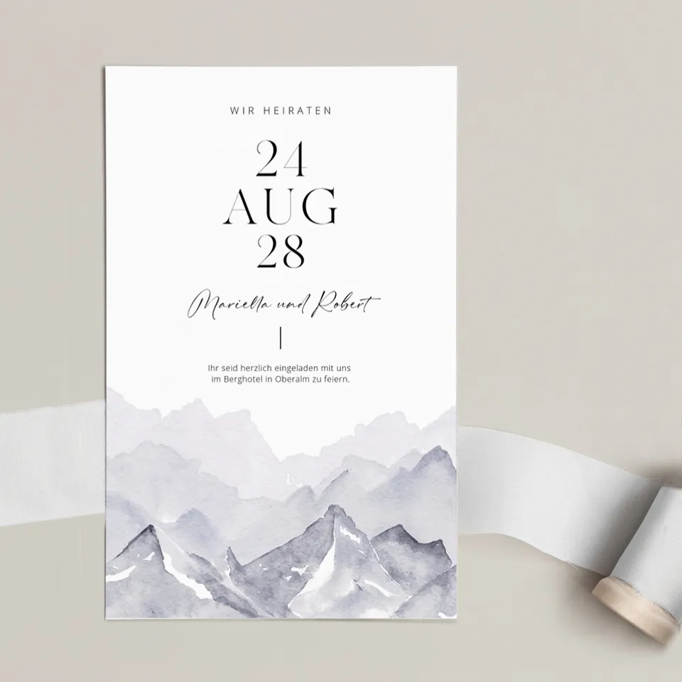 weddingstyle-bergtour-hochzeitseinladung-karte-b6-personalisiert image 1