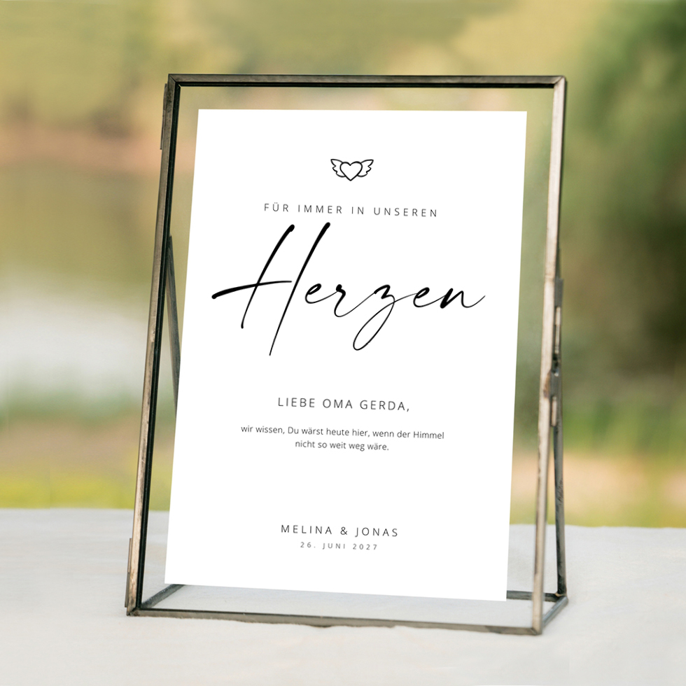weddingstyle-trauung-schild-gedenken-an-verstorbene-modern-a4 image 1